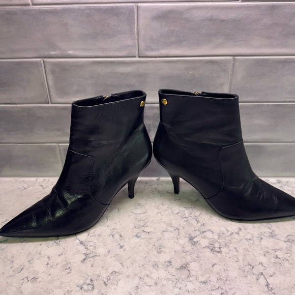 Tory Burch Black Nappa Leather Kitten Heel Ankle Boots  Ret.$475 Size 8 - Picture 2 of 7